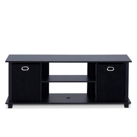 Furinno Econ Entertainment Center with Storage Bins- Black - 15.8 x 41.7 x 11.7 in. 13054BK/BK